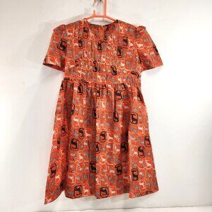 Handmade Year of the Rabbit Girls Orange Dress Vintage